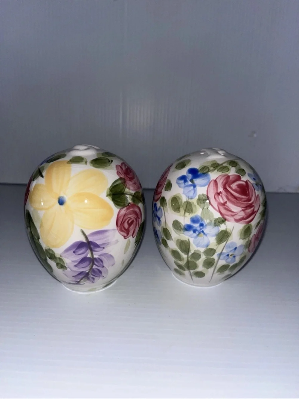 Hand-Painted Floral Ceramic Sugar, Creamer & Shakers Set - Multicolor